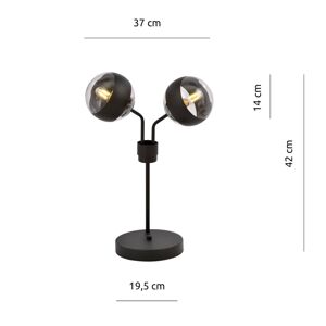 Nova asztali lámpa, fekete/tiszta, két világítótesttel