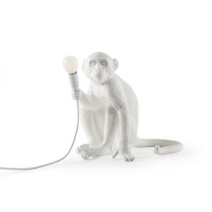 LED dekor asztali lámpa Monkey Lamp, fehér, ülő