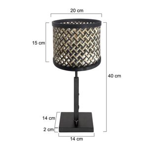 Stang 3707ZW asztali lámpa, fekete/természetes fonott anyagból készült