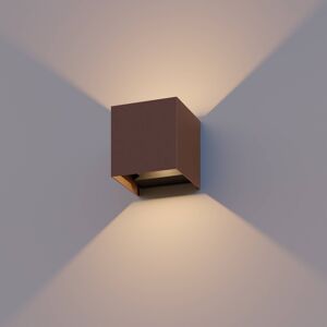 Calex LED kültéri fali lámpa Cube, fel/le, magasság 10cm, rozsdabarna