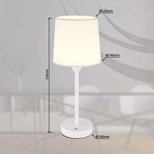 LED-es újratölthető asztali lámpa Lunki, fehér, magasság 35 cm, szövet, CCT