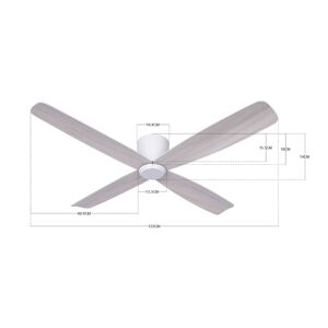 Fraser mennyezeti ventilátor, DC, csendes, Ø 132 cm, fehér/tölgyfa