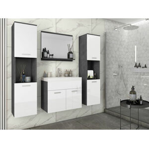 Fürdőszoba garnitúra Sarasota 123 (Matera szürke + Fényes fehér)