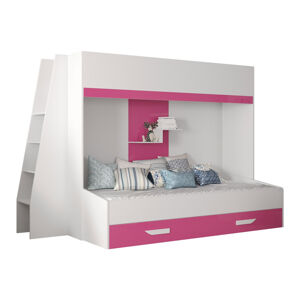 Emeletes ágy Hartford 357 (Fehér + Fényes rózsaszínű + Fényes fehér)