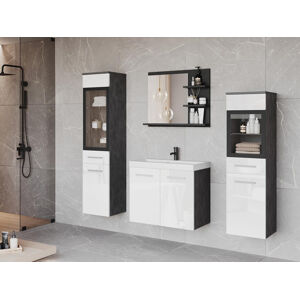 Fürdőszoba garnitúra Sarasota 141 (Matera szürke + Fényes fehér)