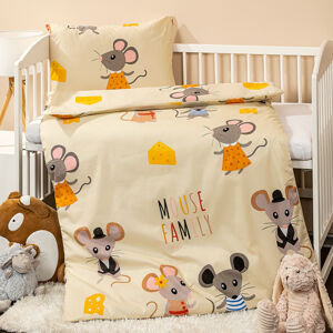 4Home gyermek pamut ágynemű kiságyba Little mouse, 100 x 135 cm, 40 x 60 cm, 100 x 135 cm, 40 x 60 cm