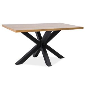 Étkezőasztal, természetes/fekete/tölgy, CROSS 150x90