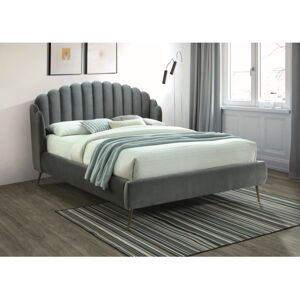 Kárpitozott ágy, szürke, CALABRIA VELVET 160 x 200 cm
