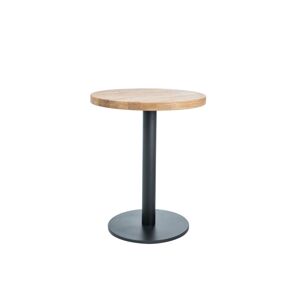 PURO II fekete étkezőasztal tölgyfa színű lappal, fi 80