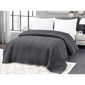 ARROW VELVET sötétszürke bársony ágytakaró mintával Méret: 220 x 240 cm
