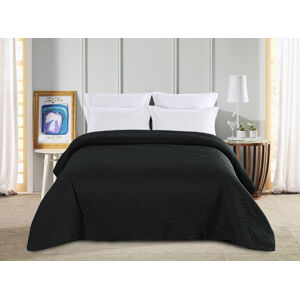LEAVES fekete ágytakaró mintával Méret: 220 x 240 cm