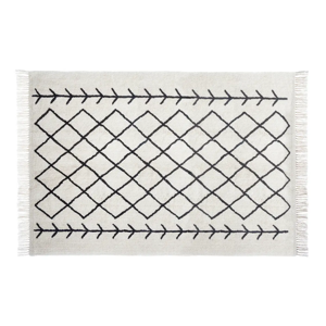 DELFT fekete-fehér pamut szőnyeg mintával 120 x 170 cm