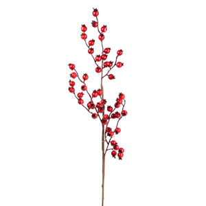 Ág piros csipkebogyókkal, 60 cm