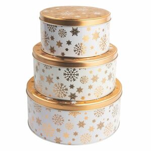 Altom Golden Snowflakes karácsonyi fémdoboz készlet, 3 db