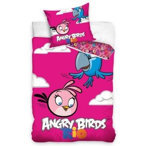 Tip Trade Angry Birds Rio Pink Bird pamut ágyneműhuzat, 140 x 200 cm, 70 x 80 cm