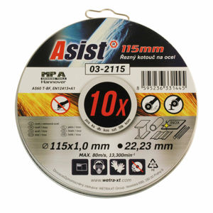 Asist 03-2115 vágótárcsa készlet, acél/INOX, 10 db, 115 x 1 mm