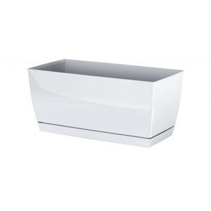 Coubi Case műanyag virágláda tálcával, fehér, 24 cm, 24 cm