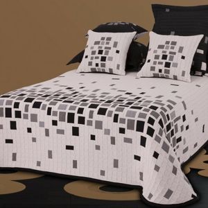 Derby ágytakaró, fekete-fehér, 240 x 260 cm + 2 db 40 x 40 cm, 240 x 260 cm