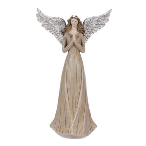 Emma angyal kitárt szárnyakkal barna, polirezin, 19 x 32 x 11 cm