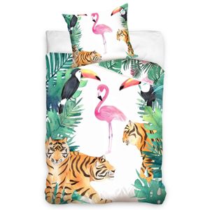Flamingó és tigrisek pamut ágynemű, 140 x 200 cm, 70 x 90 cm