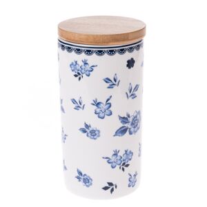 Floral porcelán tároló bambuszfedéllel, 500 ml