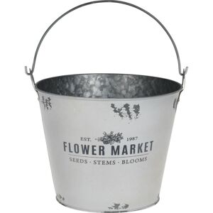 Flower market fém virágtartó kaspó, fehér, 23,3 cm