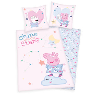 Gyermek pamut ágynemű Peppa Pig Shinelike the stars, 140 x 200 cm, 70 x 90 cm