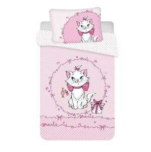 Gyermek pamut ágynemű kiságyba, Marie cat pink baby, 100 x 135 cm, 40 x 60 cm