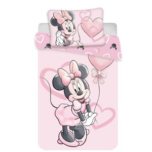 Gyermek pamut ágynemű kiságyba Minnie pink heart 02, 100 x 135 cm, 40 x 60 cm