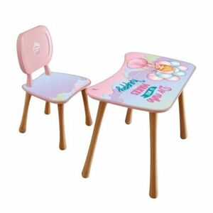 Gyermekasztal székkel Kislány lufikkal, 65 x 41 x 47 cm