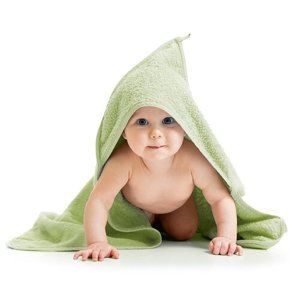 Kapucnis baba törölköző, világoszöld, 80 x 80 cm