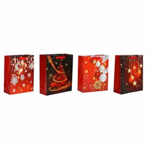 Karácsonyi ajándéktáska szett, 4 db-os, piros, 26 x 32 x 10 cm