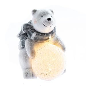 Kerámia medve LED fénnyel, 12,5 cm