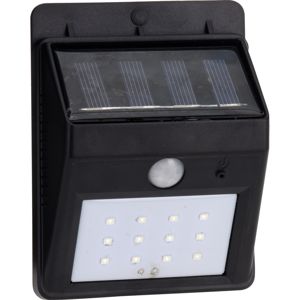 Kültéri napelemes fali lámpa  szenzorral fekete, 12,5 cm