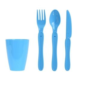 Piknik műanyag étkészlet, 31 db, kék