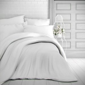 Kvalitex Stripe szatén ágynemű, fehér, 140 x 220 cm, 70 x 90 cm