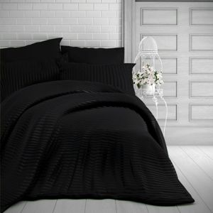Kvalitex Stripe szatén ágynemű, fekete, 140 x 220 cm, 70 x 90 cm