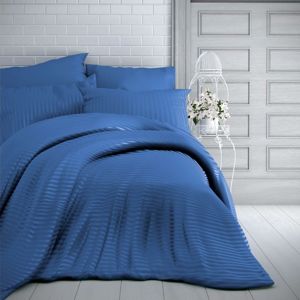 Kvalitex Stripe szatén ágynemű, kék, 140 x 200 cm, 70 x 90 cm
