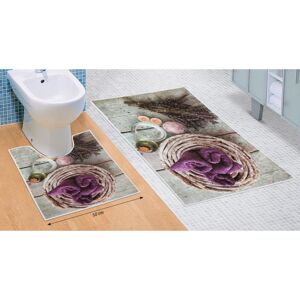 Levendula 3D fürdőszobai szőnyegkészlet, 60 x 100 cm, 50 x 60 cm