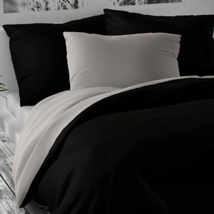 Luxury Collection szatén ágynemű, fekete/világosszürke, 140 x 220 cm, 70 x 90 cm, 140 x 220 cm, 70 x 90 cm
