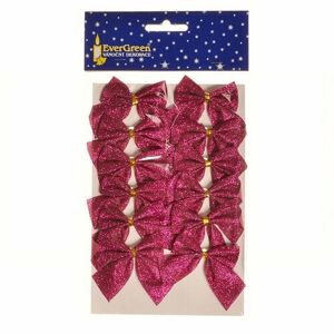 Masni glitter karácsonyi dísz, 12 db, rózsaszín, 5,5 cm