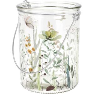 Meadow Flower üveg lógó gyertyatartó, 10 x 8 cm, zöld