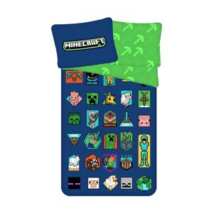 Minecraft Badges pamut ágyneműhuzat, 140 x 200 cm, 70 x 90 cm