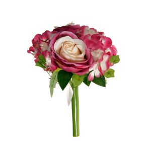 Művirág rózsa hortenziával, rózsaszín, 26 cm