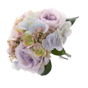 Olivia művirág csokor rózsával és hortenziával, 28 cm