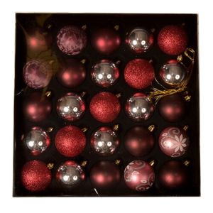 Ornate karácsonyi dísz készlet, piros, 25 db-os doboz