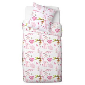 Renforce Zoo pamut ágynemű gyerekeknek rózsaszín ,90 x 140 cm, 45 x 65 cm, 45 x 65 cm
