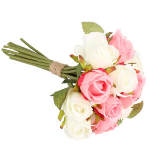 Rózsa művirág csokor, rózsaszín + fehér