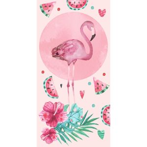 Rózsaszín flamingós törölköző, 70 x 140 cm