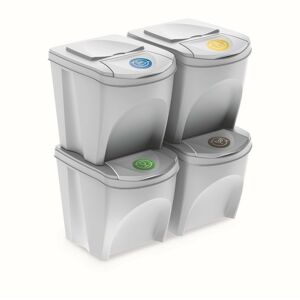 Sortibox Szelektív hulladékgyűjtő kosarak fehér, 25 l, 4 db IKWB20S4 S449